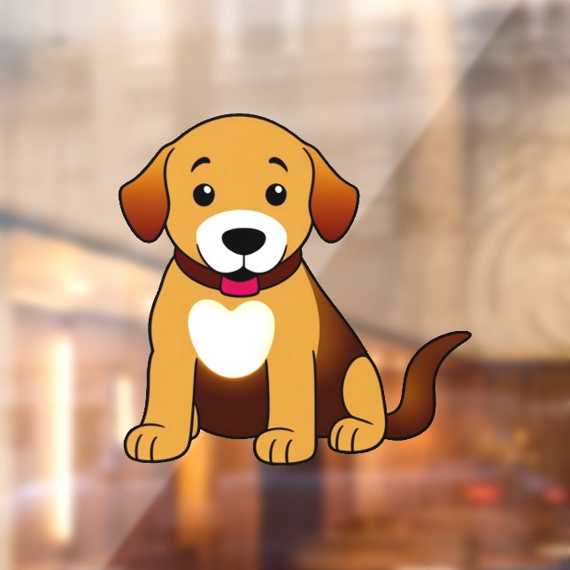 Hund Braun, sitzend -  Fensteraufkleber (Blatt 2)