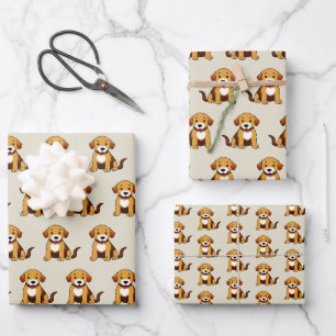 Hund Braun, sitzend - Geschenkpapier Set
