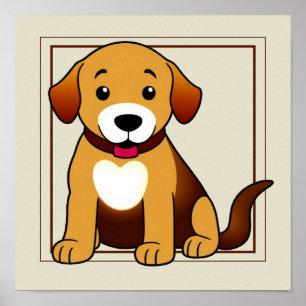 Hund Braun, sitzend - Poster