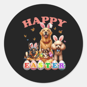 Hund Bunny Oars Happy Ostereier Hunt Christliches  Runder Aufkleber