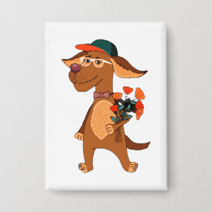 Hund, Cartoon Hund, Natur Button