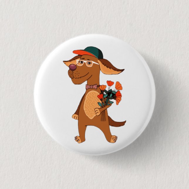 Hund, Cartoon Hund, Natur Button (Vorderseite)