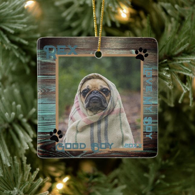 Hund Custom Foto Wood Keramikornament (Baum)