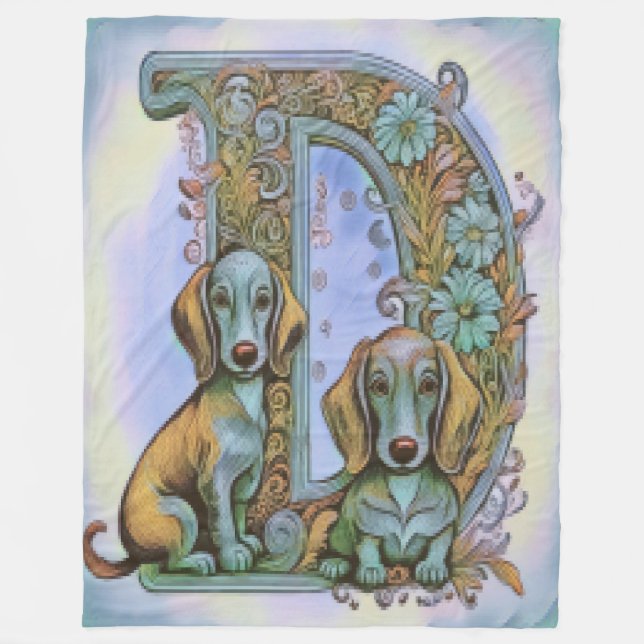 Hund D Alphabet  Fleecedecke (Vorderseite)