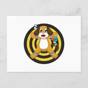 Hund Dart Pfeil Dartboard Postkarte