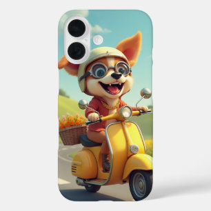 Hund, der auf einem Roller fährt iPhone 16 Hülle