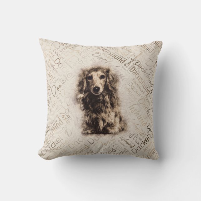 Hund der Dackel Kissen (Vorderseite)