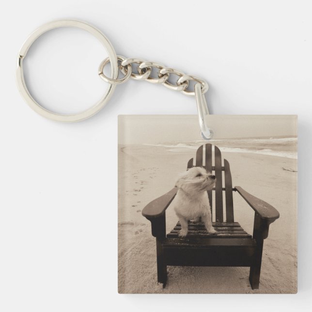 Hund, der den Strand genießt Schlüsselanhänger (Vorderseite)