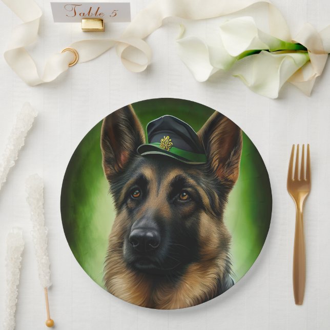 Hund der Deutschen Schäferhunde in St. Patrick's D Pappteller (Hochzeit)