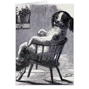 "Hund, der in einem Stuhl" Illustration sitzt