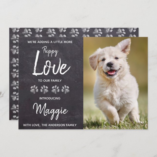 Hund der Liebe für Welpen Ankündigung (Vorne/Hinten)