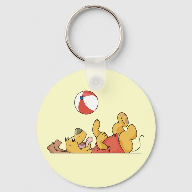 Hund, der mit Ball-T-Shirts und Geschenken spielt Schlüsselanhänger (Vorderseite)