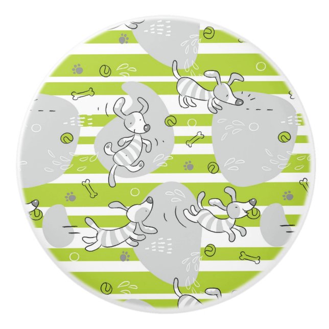 Hund, der Musterhintergrund spielt Keramikknauf (Vorderseite)