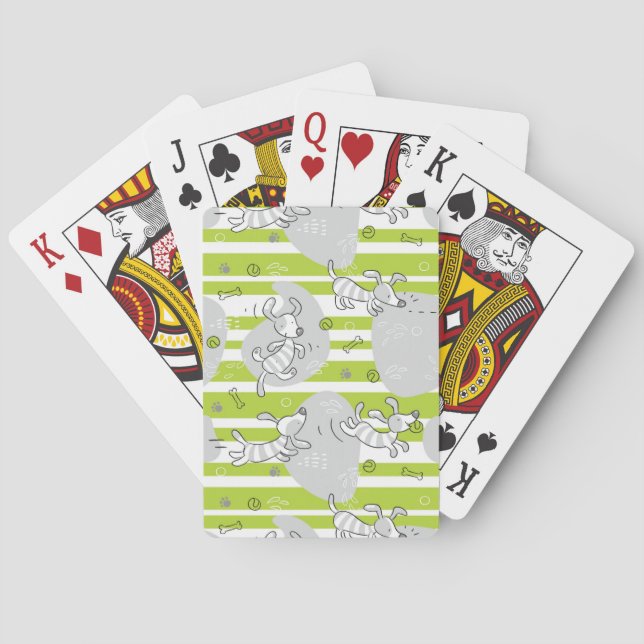 Hund, der Musterhintergrund spielt Spielkarten (Rückseite)