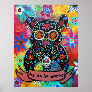 Hund Dia de Los Muertos Bulldog Poster