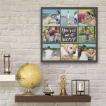 HUND DU HAST MICH BEI WOOF Acht Foto Collage Künstlicher Leinwanddruck<br><div class="desc">Schauen Sie sich 8 Ihrer Lieblingsfotos der Hunde(n) an, die Ihr Herz mit dem modernen Typografie-Titel IHR HATTE MICH BEI WOOF im Zentrum dieses Fotos Collage 10x10" Imitate Leinwand drucken. Die Brauntöne des Hintergrunds können so verändert werden, dass sie sich mit den Fotos oder der Dekoration abstimmen. FOTO TIPP: Wählen...</div>