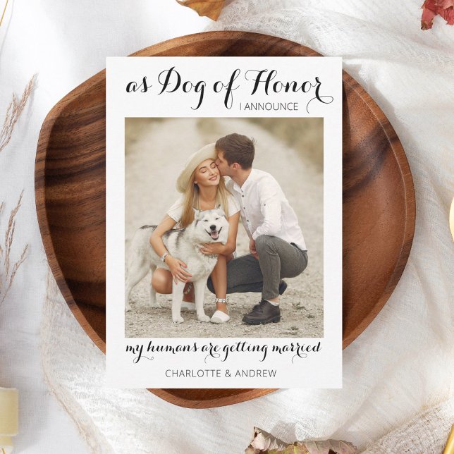 Hund Ehrenretter Hochzeit Moderne Foto Verlobung Ankündigung (Von Creator hochgeladen)