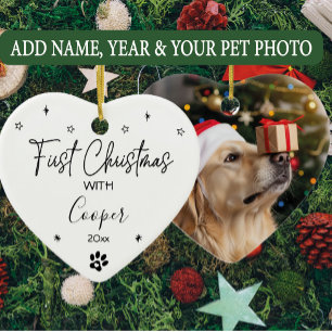Hund Erste Weihnachtszeit Individuelle Name & Foto Keramik Ornament
