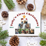 Hund Erster Weihnachtsbaum, Haustier, Personalisie Feiertagspostkarte<br><div class="desc">Niedliche,  minimalistische Karte mit dem Text "[Pet Name] First Christmas" Foto Tree with the Year. Passen Sie es mit einer anderen Überschrift,  dem Namen des Tieres und dem Jahr an.</div>