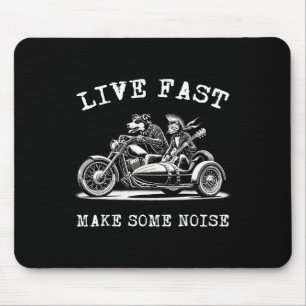 Hund fährt Motorrad und Katze spielt Gitarre Punk  Mousepad