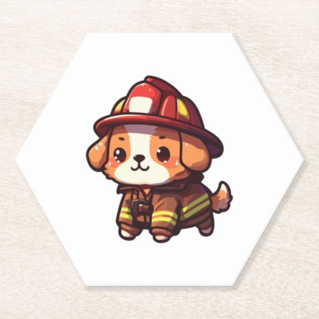 Hund Firefighter Classic T-Shirt (2) Untersetzer (Vorderseite)
