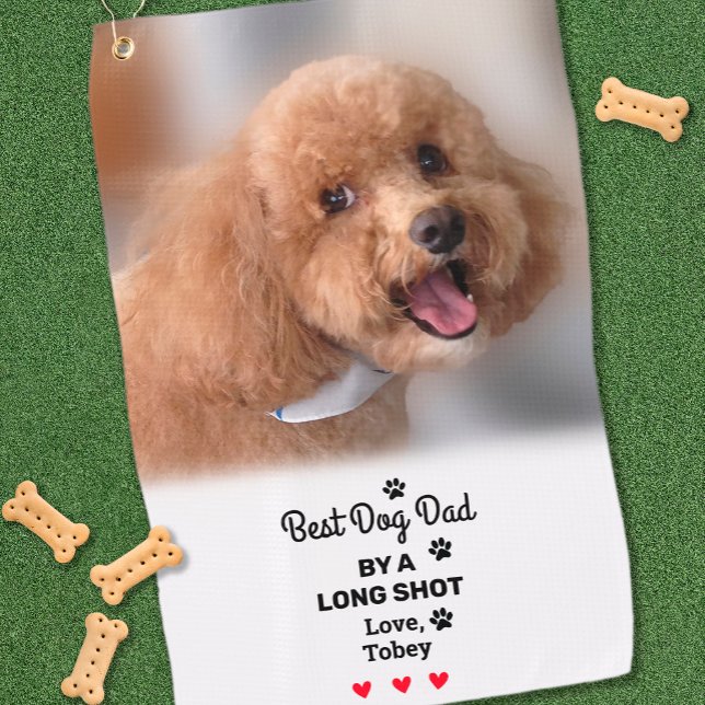 Hund Foto Bester Vater Name Golfer Spaß Hund mehr  Golfhandtuch (Dog Photo Best Dad Name Golfer Fun Dog Lover Cute Golf Towel)