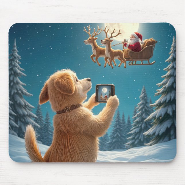Hund fotografieren den Weihnachtsmann in Sleigh Mousepad (Vorne)