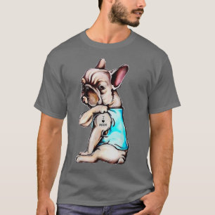 Hund Französischer Bulldog Hund Tattoo I Liebe Mam T-Shirt