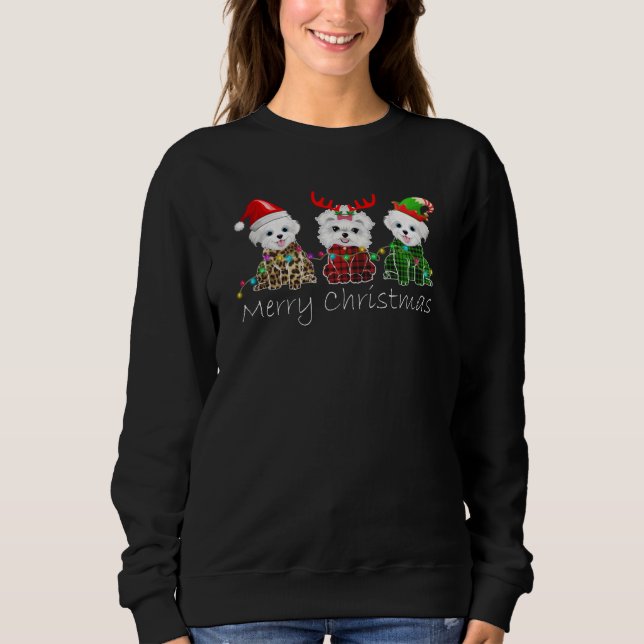Hund| Frohe Weihnachten Maltesisch Sweatshirt (Vorderseite)