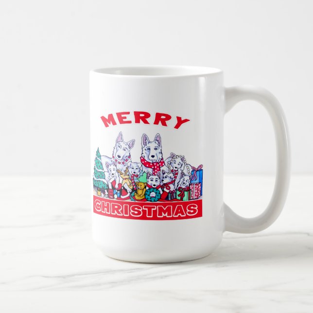 Hund frohe Weihnachten White Shepherd Holiday GSD  Kaffeetasse (Rechts)