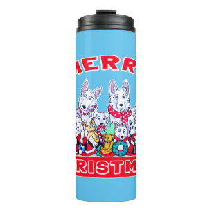 Hund frohe Weihnachten White Shepherd Holiday GSD  Thermosbecher