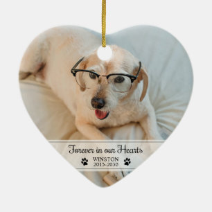 Hund für immer in unseren Herzen Foto Keramik Ornament