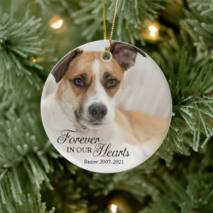 Hund für immer in unseren Herzen Foto Keramik Ornament