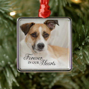 Hund für immer in unseren Herzen Foto Ornament Aus Metall
