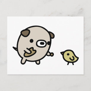 Hund Fütternd Vögel Postkarte