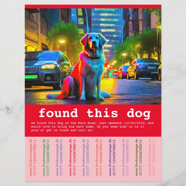 Hund gefunden flyer (Vorne)