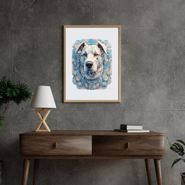 Hund Gesicht bläulich graues ästhetisches Mosaik [ Poster (Von Creator hochgeladen)