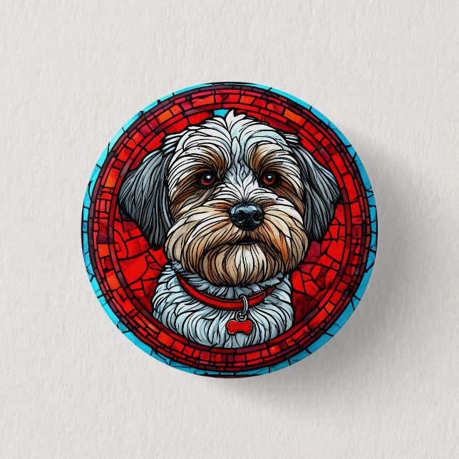 Hund gesteinigte Glaskunst Button (Vorderseite)