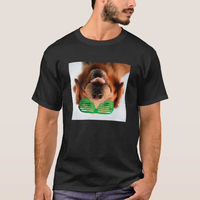 Hund Getty Bild-| mit Gläsern T-Shirt (Vorderseite)