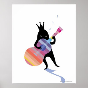 Hund Gitarre spielen Poster