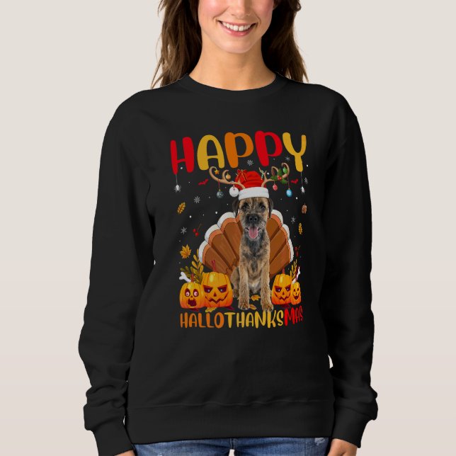 Hund  Glücklicher Border Terrier Hund Hellothanksm Sweatshirt (Vorderseite)