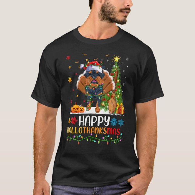 Hund     Glücklicher Brussels Griffon Hund Helloth T-Shirt (Vorderseite)