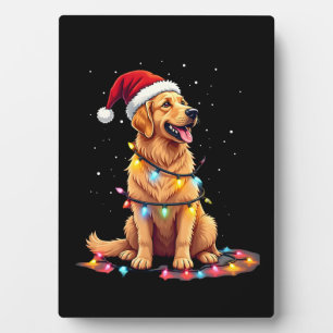 Hund Golden Retriever Santa Weihnachten Xmas Licht Fotoplatte