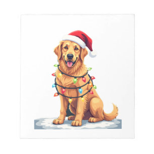 Hund Golden Retriever Santa Weihnachten Xmas Licht Notizblock
