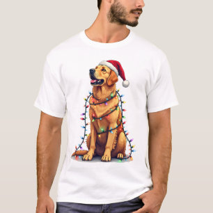 Hund Golden Retriever Santa Weihnachten Xmas Licht T-Shirt