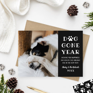 Hund Gone Year Funny Black Pet Foto Feiertagskarte