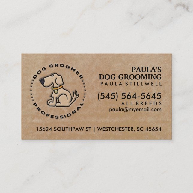 Hund Groomer Beruflich Brown Business Card Terminkarte (Vorderseite)