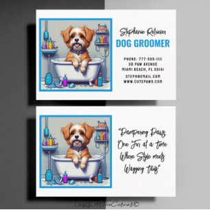 Hund Groomer Niedlich Puppy Blue Visitenkarte