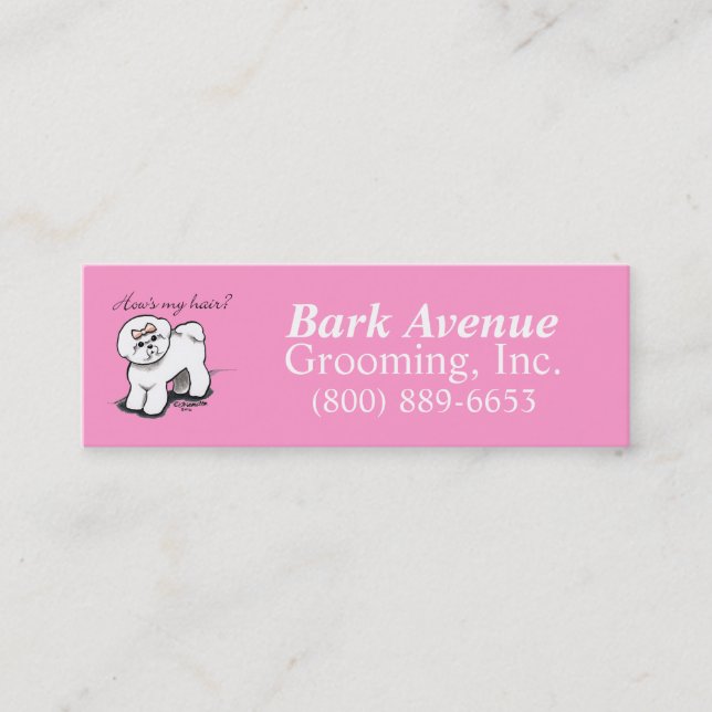 Hund Groomer Pet Grooming Bichon Frise Girly Mini Visitenkarte (Vorderseite)