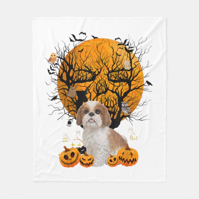 Hund Halloween Fleecedecke (Vorderseite)